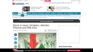 
                            12. Stock in news: Hindalco, Alembic Pharma and IRB Infra - The ...