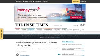 
                            8. Stocktake: Paddy Power eyes US sports betting market - The Irish Times