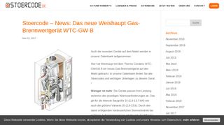 
                            11. Stoercode - News: Das neue Weishaupt Gas-Brennwertgerät WTC ...