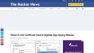 
                            13. Stolen D-Link Certificate Used to Digitally Sign Spying Malware