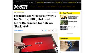 
                            7. Stolen Passwords for Netflix, HBO, Hulu for Sale on 'Dark Web' – Variety