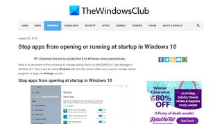 
                            11. Stop apps from opening or running at startup in Windows 10