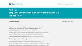 
                            10. Stop User Enumeration allows user enumeration via the REST API ...