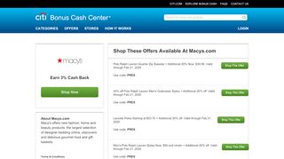 
                            9. Store Details for Macys.com - Shop Online at Citi Bonus Cash Bonus ...