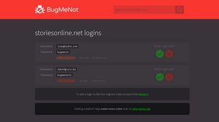 
                            3. storiesonline.net passwords - BugMeNot