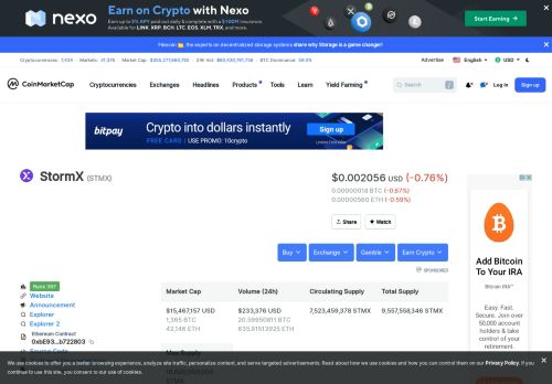 
                            13. Storm (STORM) price, charts, market cap, and other metrics ...