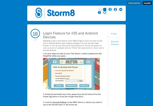 
                            7. Storm8 — Login Feature for iOS and Android Devices