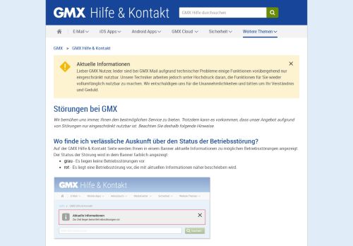 
                            2. Störungen bei GMX - GMX Hilfe