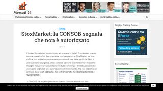 
                            6. StoxMarket: la CONSOB segnala che non è autorizzato - Mercati24