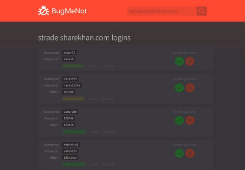 
                            13. strade.sharekhan.com passwords - BugMeNot