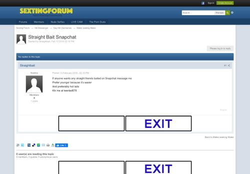 
                            11. Straight Bait Snapchat - Males seeking Males - Sexting Forum