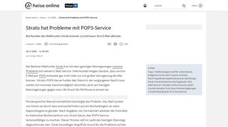 
                            10. Strato hat Probleme mit POP3-Service | heise online