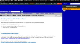 
                            8. Strato: Neustarten eines Virtuellen Servers VServer @ codedocu_de ...