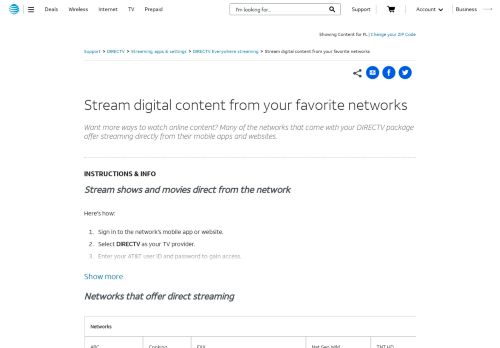 
                            10. Stream Network Programming Online - DIRECTV Support - AT&T