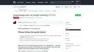 
                            8. streamango.com no longer working · Issue #14160 · rg3/youtube-dl ...