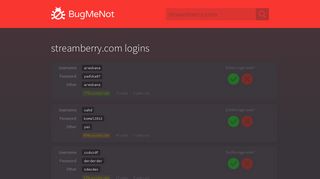 
                            2. streamberry.com passwords - BugMeNot