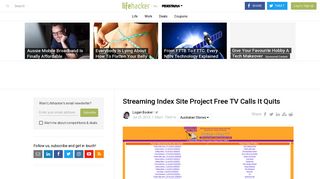 
                            5. Streaming Index Site Project Free TV Calls It Quits | Lifehacker Australia