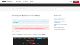 
                            8. Streaming to Facebook Live via Livestream Studio – Livestream
