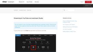 
                            8. Streaming to YouTube via Livestream Studio – Livestream