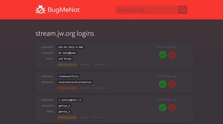 
                            9. stream.jw.org passwords - BugMeNot
