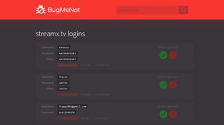 
                            2. streamx.tv passwords - BugMeNot