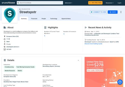 
                            13. Streetspotr | Crunchbase