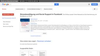 
                            11. Stressbewältigung und Social Support in Facebook: Der Einfluss ...