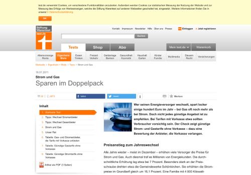 
                            4. Strom und Gas - Sparen im Doppelpack - Stiftung Warentest