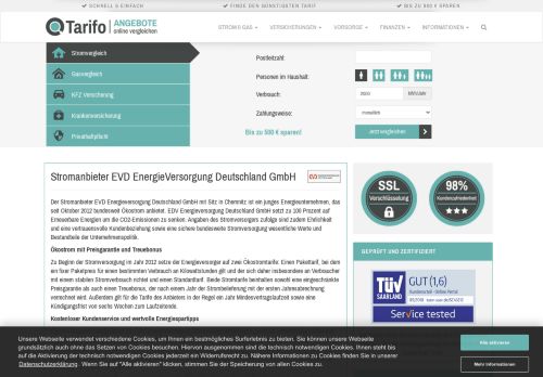 
                            2. Stromanbieter EVD EnergieVersorgung Deutschland GmbH - Tarifo