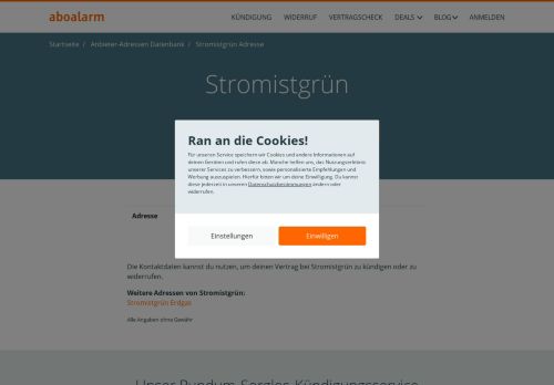 
                            4. Stromistgrün Kündigungsadresse und Kontaktdaten - Aboalarm