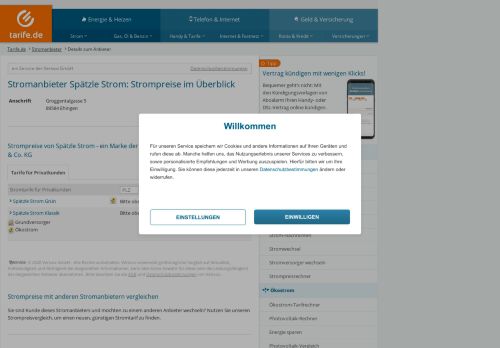
                            8. Stromtarife von Spätzle Strom - ein Marke der EHINGER ... - Tarife.de
