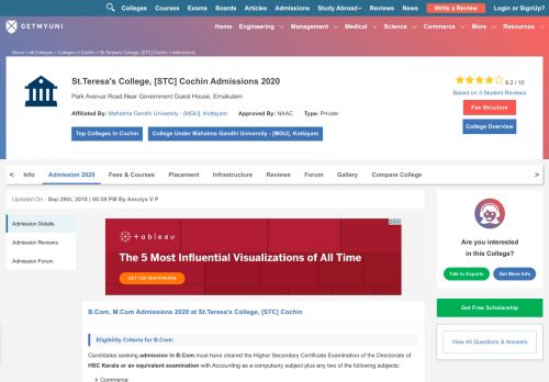 
                            10. St.Teresa's College, [STC] Cochin Admissions 2019 - Getmyuni