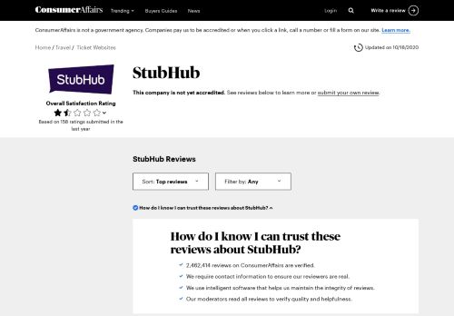 
                            11. StubHub - ConsumerAffairs.com