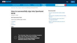 
                            5. Stuck? How to successfully sign in to Sportsnet NOW