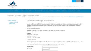 
                            2. Student Account Login Problem Form - Mount Royal University ...