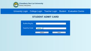 
                            2. Student Admit Card Login Form