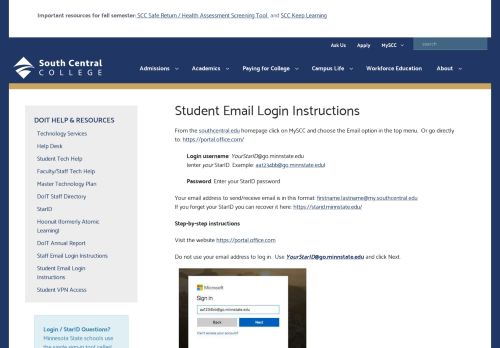 
                            4. Student Email Login Instructions - South Central College