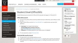 
                            2. Student Email (Office365) | Swinburne University, Sarawak, ...