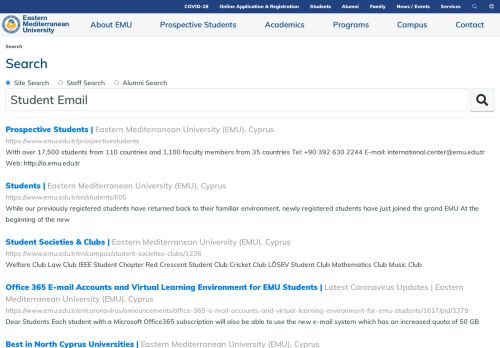 
                            8. Student Email | Search | Eastern Mediterranean University (EMU ...