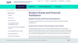 
                            13. Student Grants and Financial Assistance - LyIT