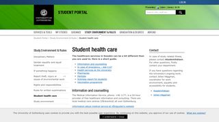 
                            5. Student health care – Student Portal - student@gu