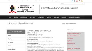 
                            10. Student Help and Support – Information and ... - ICS - UKZN