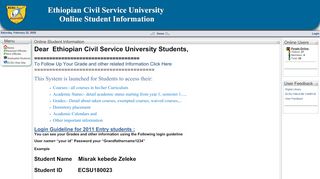 
                            1. Student Information > Home - Ethiopian Civil Service University