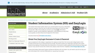 
                            8. Student Information System (SIS) and EasyLogin - Student Accounts ...