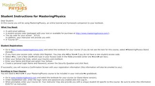 
                            10. Student Instructions for MasteringPhysics