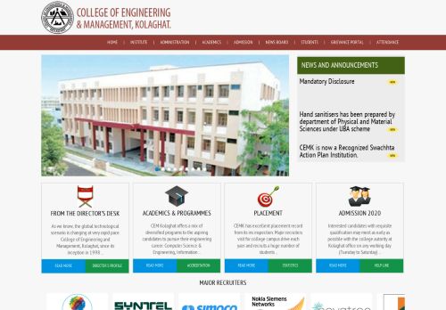 
                            1. Student Login - College of Engineering and Management, Kolaghat