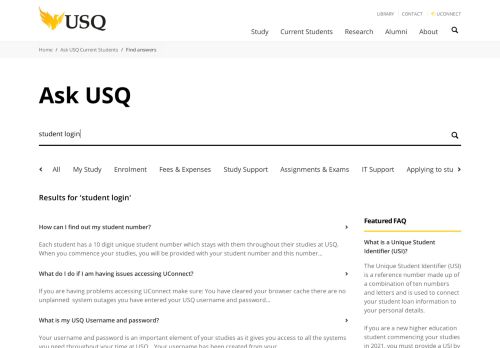 
                            8. student login - Find answers: Ask USQ Current Students
