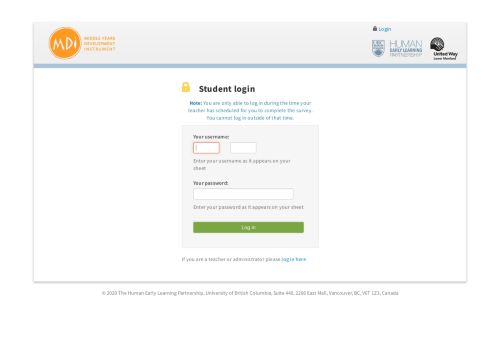 
                            1. Student Login - MDI - University of British Columbia