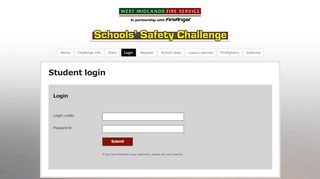 
                            2. Student login - Schools' Safety Challenge - West Midlands Fire Service