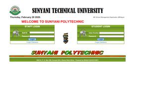 
                            2. student login - Sunyani Technical University